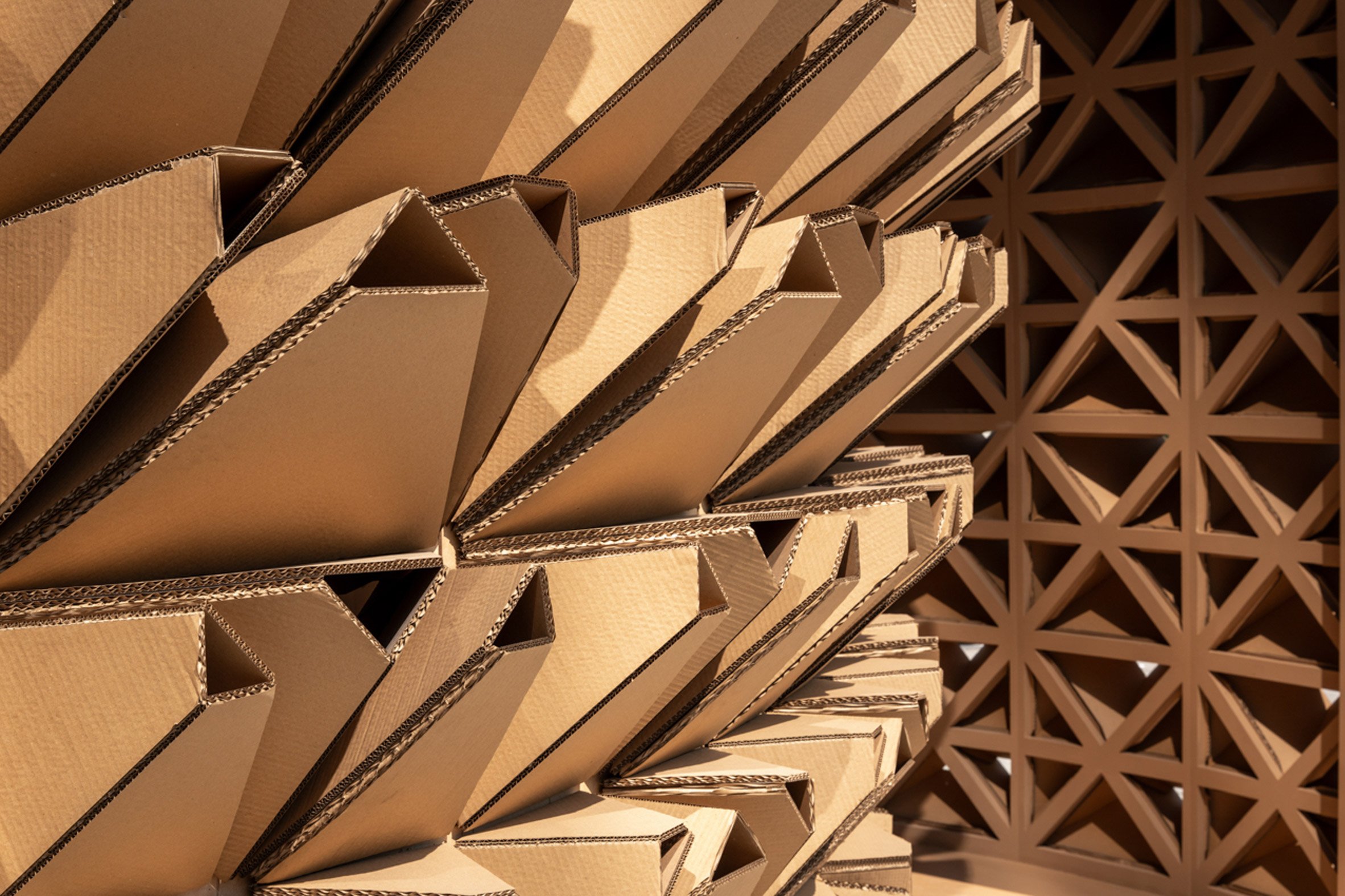 Cardboard modules on a pavilion by Deond