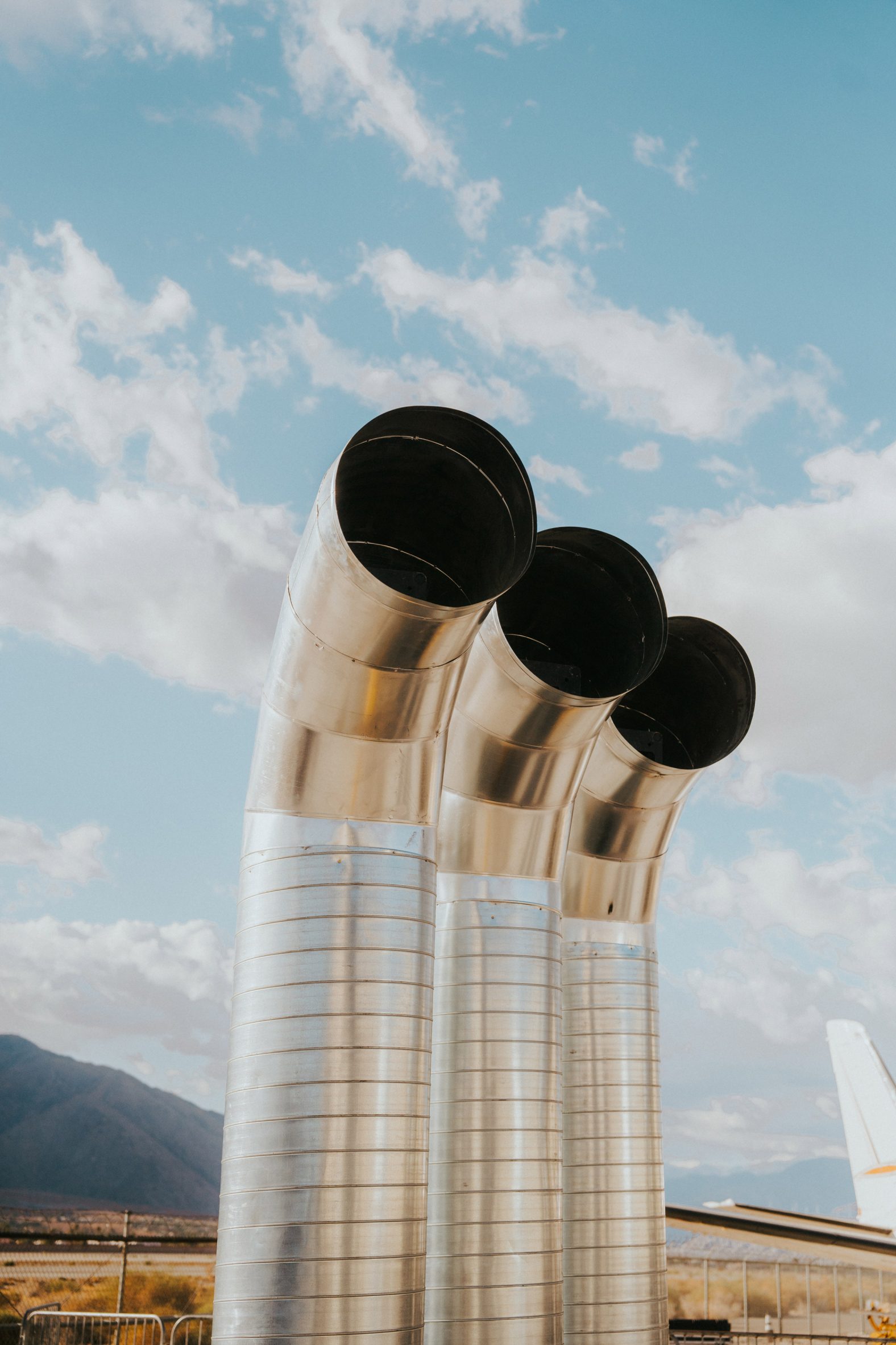 Smoke stacks used as music festival stage set