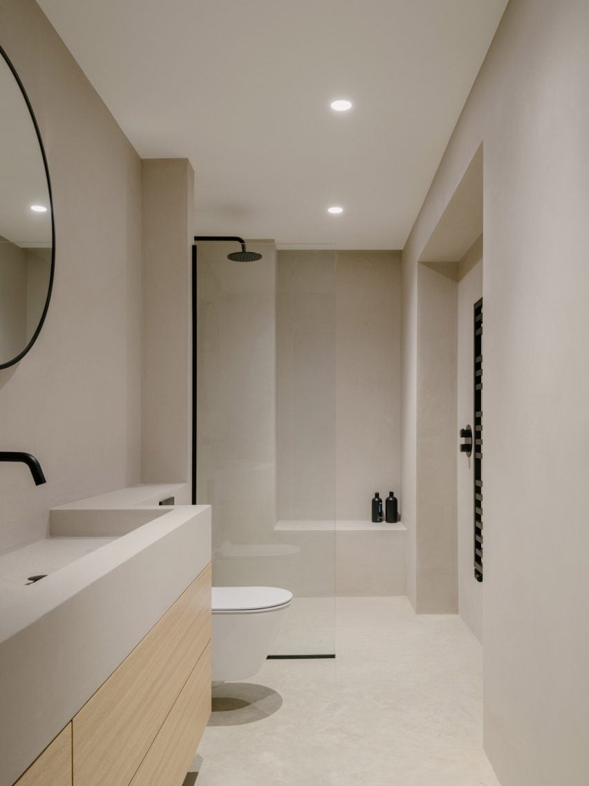 Bathroom interior at Datum House extension in London