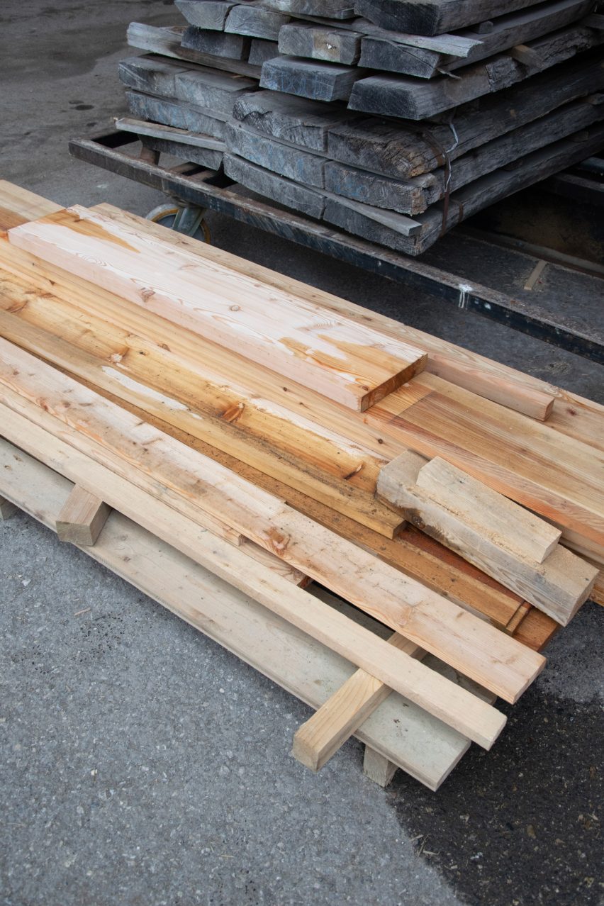 Piles of wooden planks