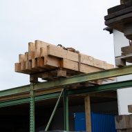 Bundle of wood on building site