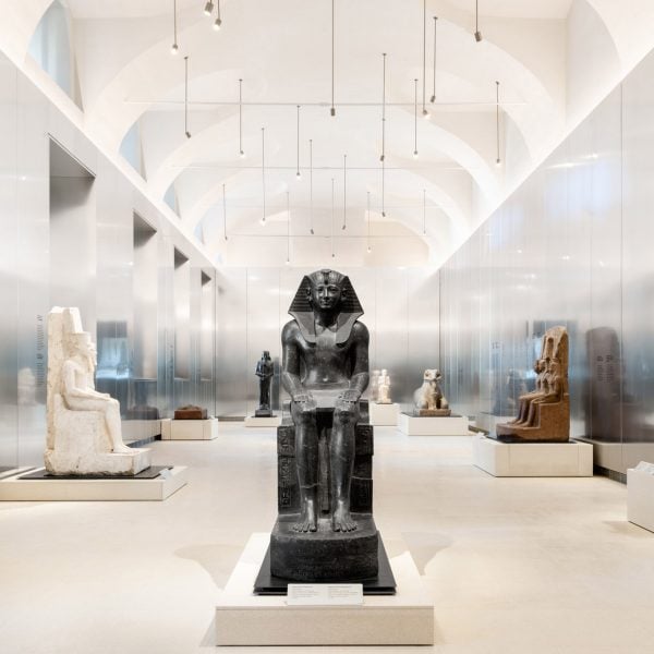 OMA creates aluminium-clad gallery for monumental Egyptian statues