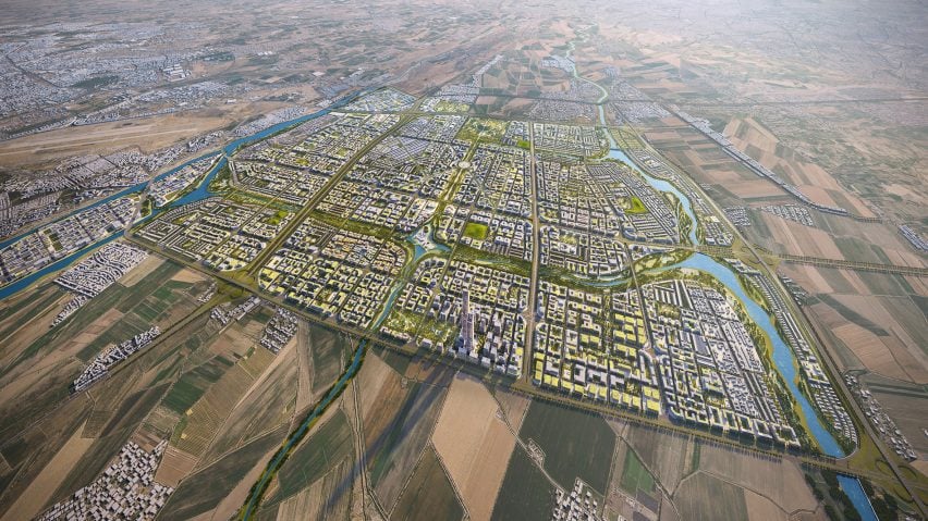 Render of New Tashkent masterplan by Cross Works