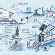 Diagram drawing of the mountain refuge by Hugh Broughton Architects and Rick Owens