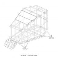 Isometric drawing of the mountain refuge by Hugh Broughton Architects and Rick Owens