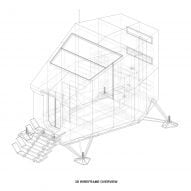 Isometric drawing of the mountain refuge by Hugh Broughton Architects and Rick Owens