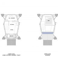 Floor plans of the mountain refuge by Hugh Broughton Architects and Rick Owens