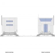 Elevations of the mountain refuge by Hugh Broughton Architects and Rick Owens