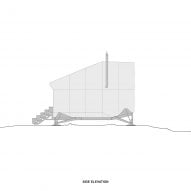 Elevation of the mountain refuge by Hugh Broughton Architects and Rick Owens