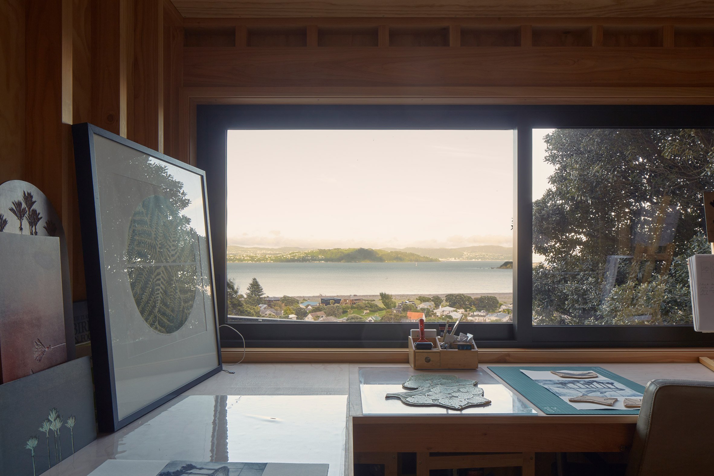 Art studio overlooking Wellington Harbour