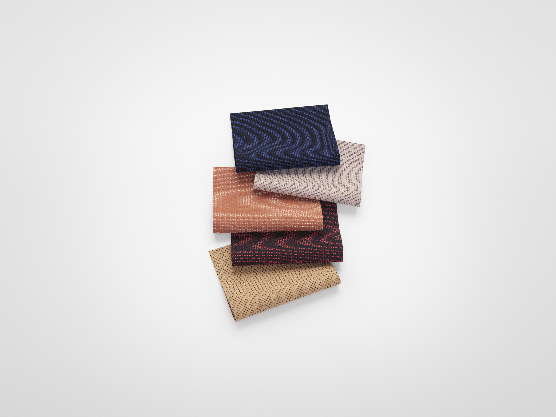 Image of several swatches of Kvadrat Ame textile in a stack