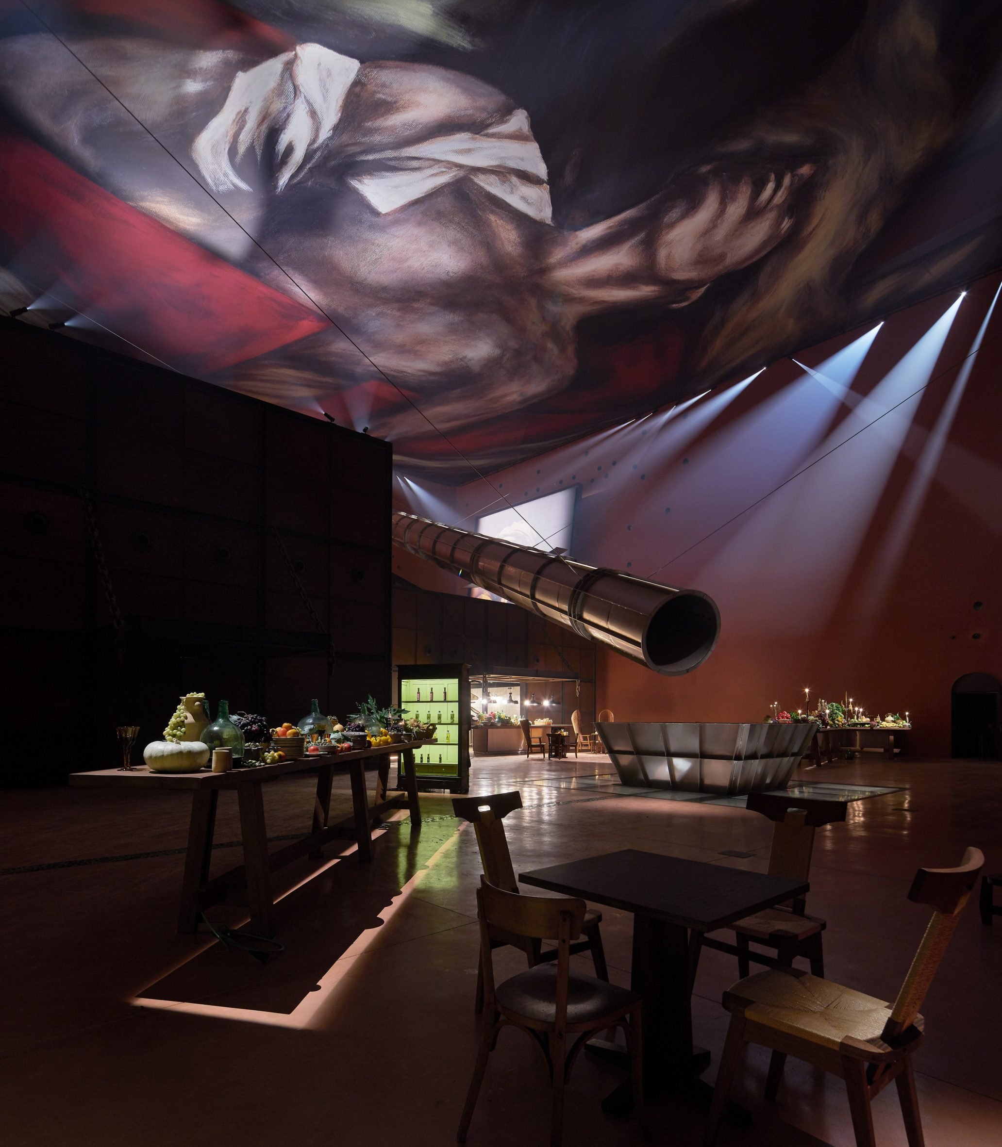 Interior view of olive oil mill and museum by Philippe Starck