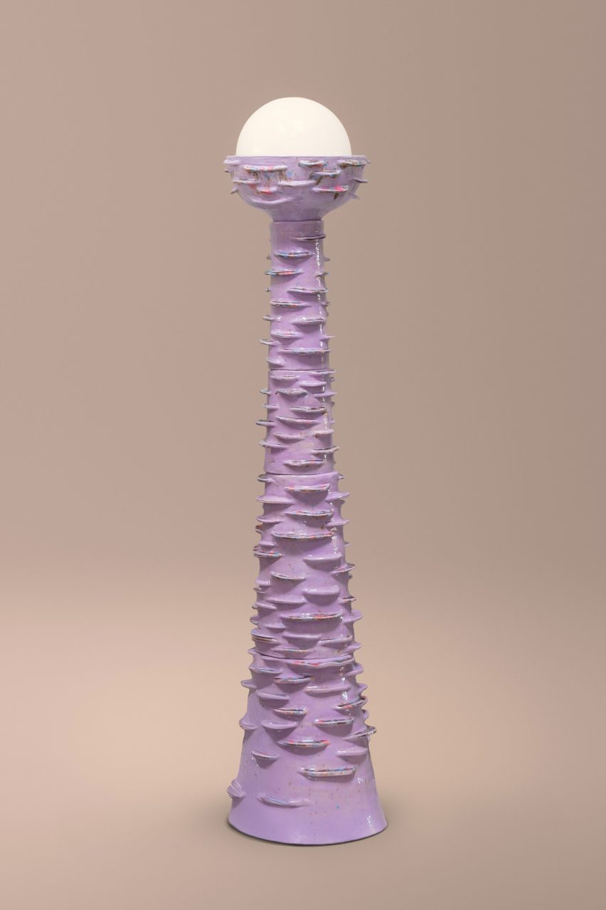 Spiky lilac floor lamp