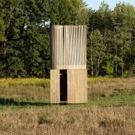 Young Projects installs "fraying" wooden pavilion at Hudson Valley arts centre