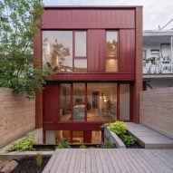 Naturehumaine uses Merlot red palette for duplex renovation in Montreal