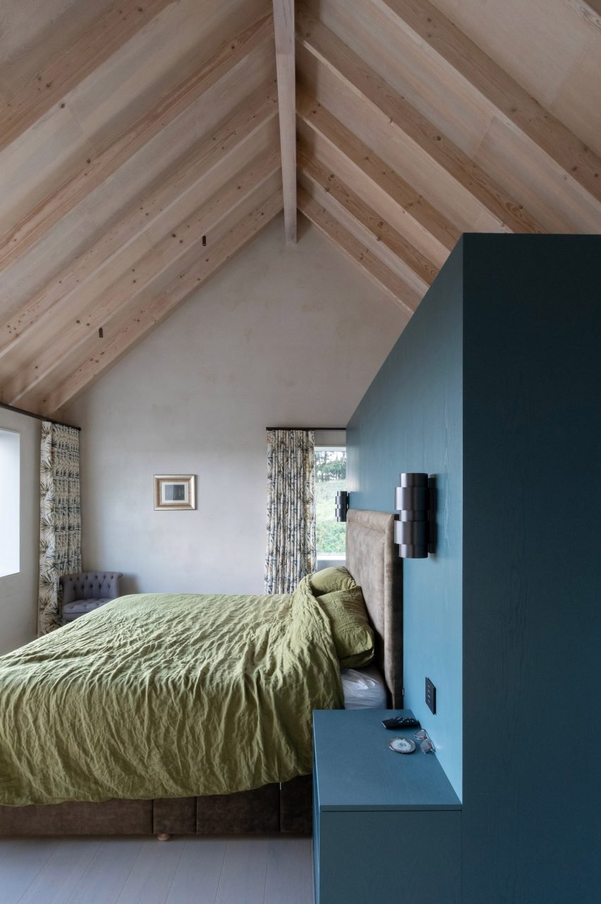 Bedroom with wooden ceiling