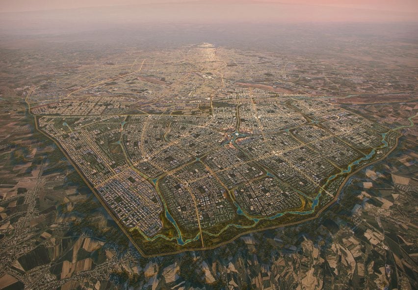 Render of New Tashkent masterplan by Cross Works