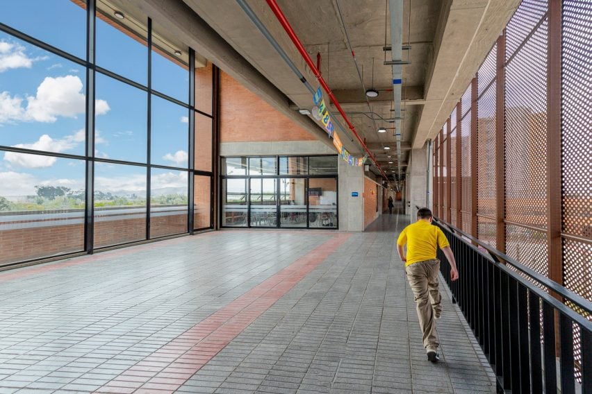 Corridor of Lucila Rubio de Laverde school by Nómena Arquitectura