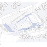 Axonometric drawings Lucila Rubio de Laverde school by Nómena