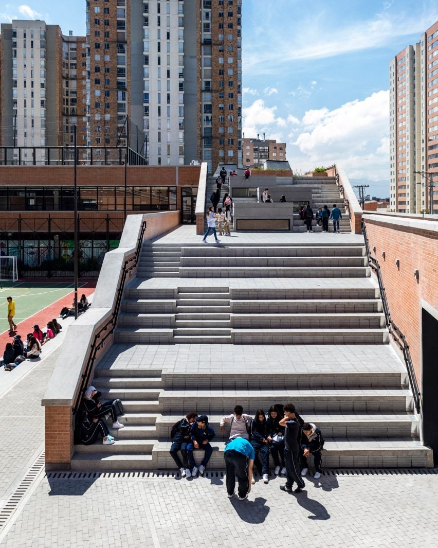 Staircase of Lucila Rubio de Laverde school by Nómena Arquitectura