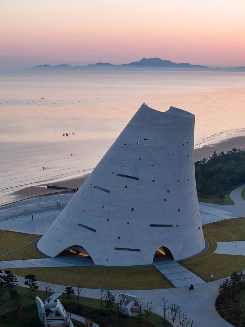 Sundial building overlooking sea China