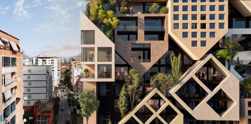 Close up of mixed-use tower exterior by NOA and Atelier4