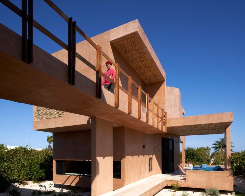 Mexican house covered in pink stucco