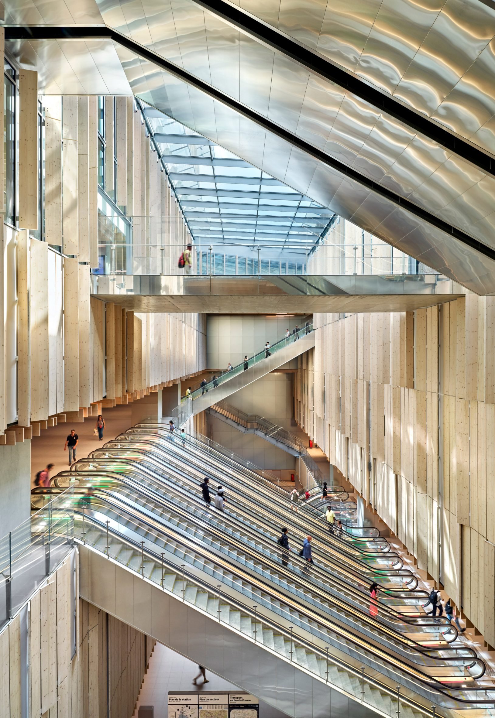 Atrium within Saint-Denis Pleyel station in Paris