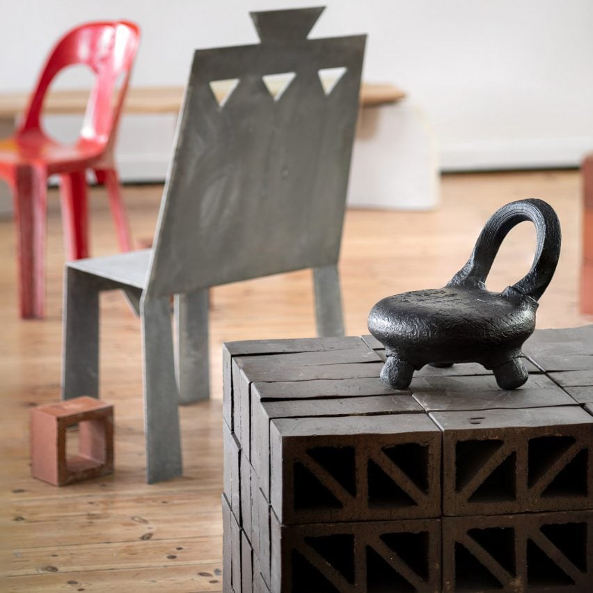 Mahamb'ehlala vessel stool by Andile Dyalvane in the Africa Chair exhibition at South Africa Design Week