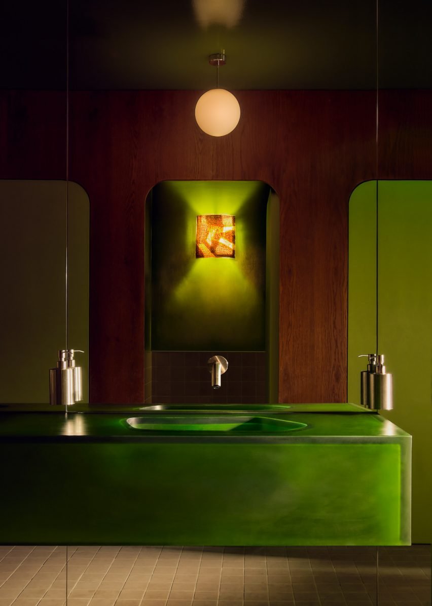 Green bathroom sink 