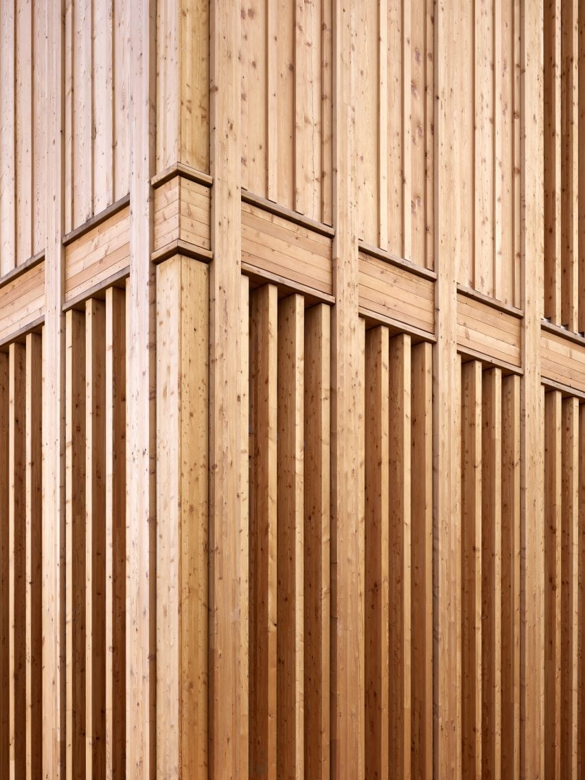 Timber cladding on a sports hall