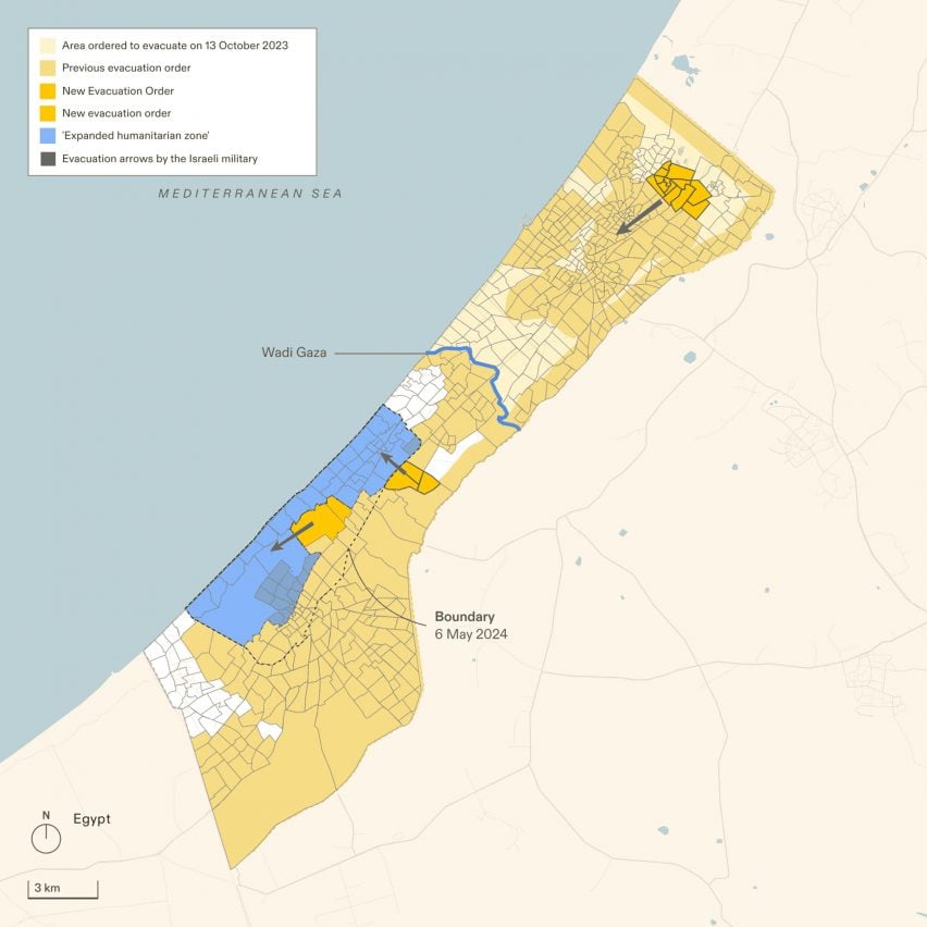 Map of displacement in Gaza by Forensic Architecture