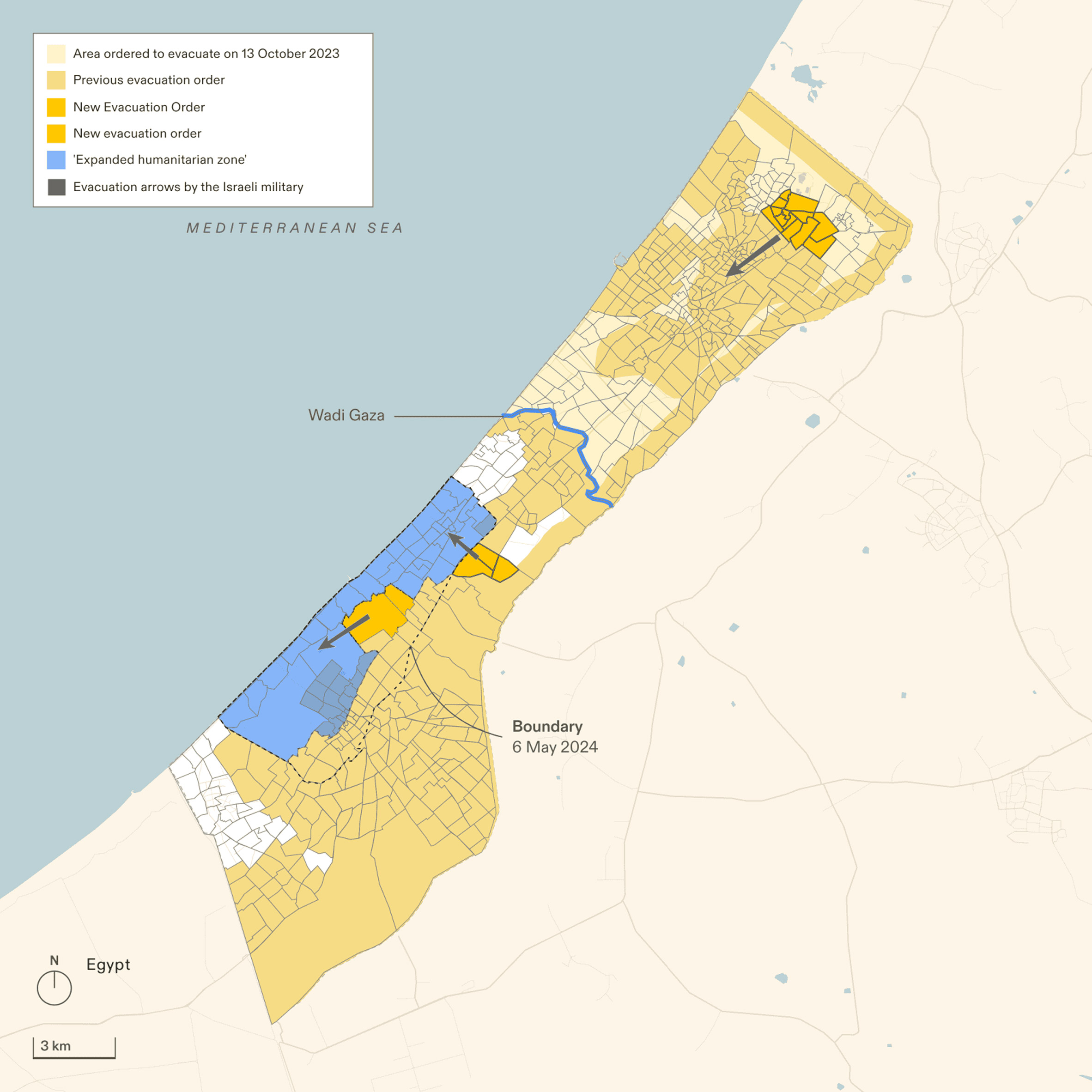 Map of displacement in Gaza by Forensic Architecture