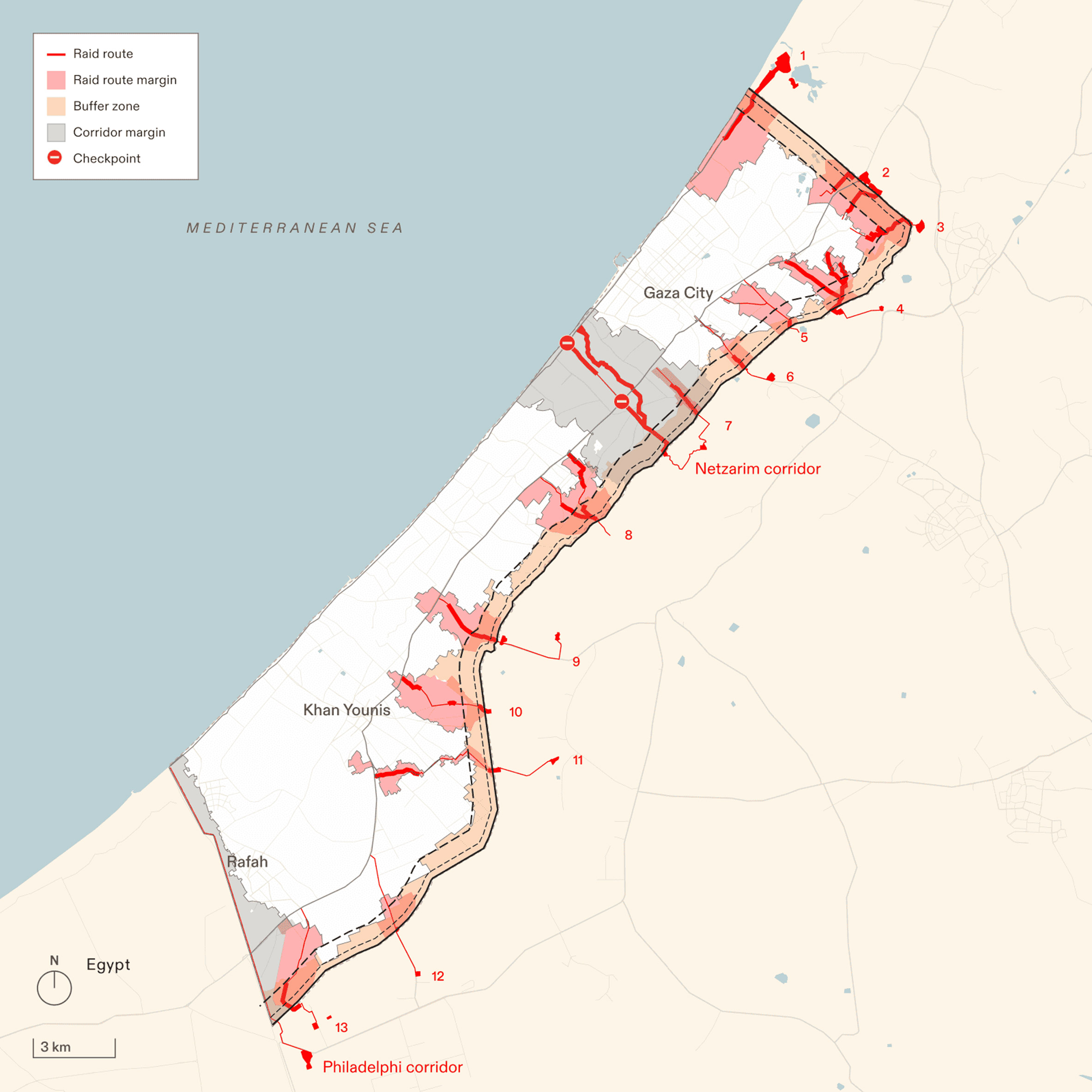 Spatial military control in Gaza by Forensic Architecture