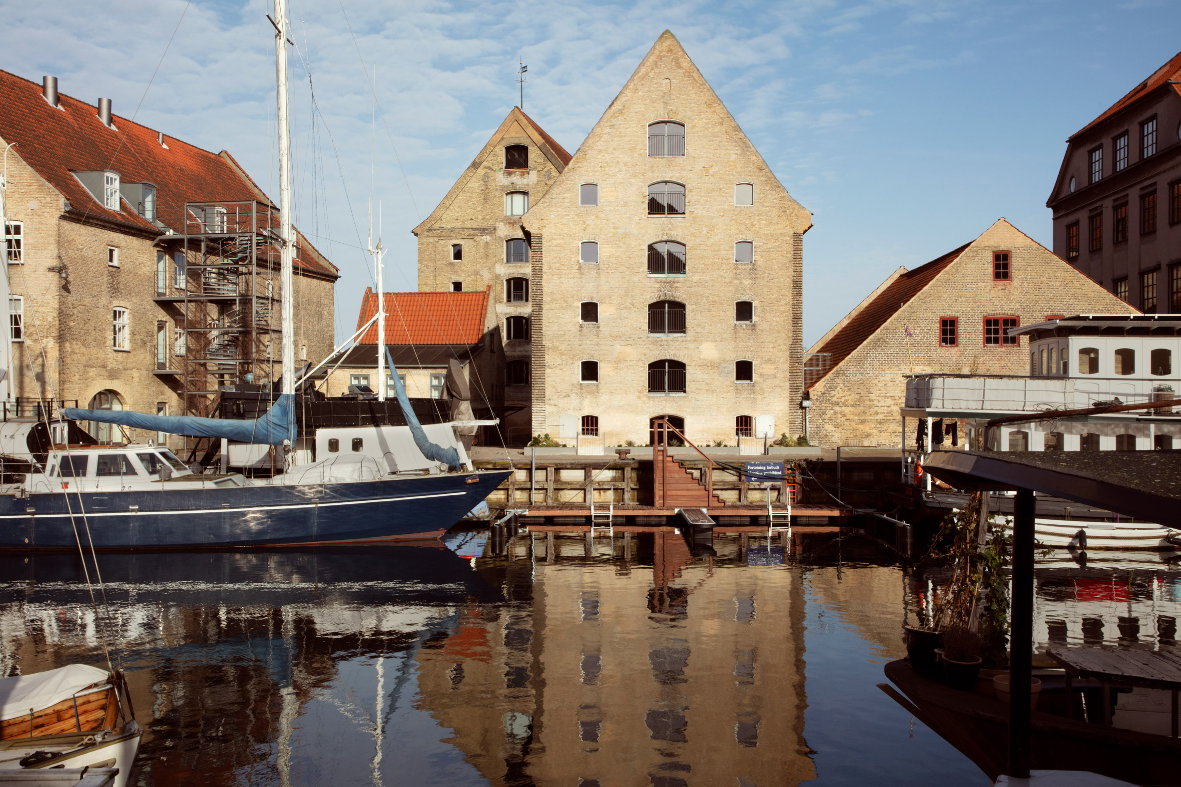 Canalside apartment warehouse building Copenhagen