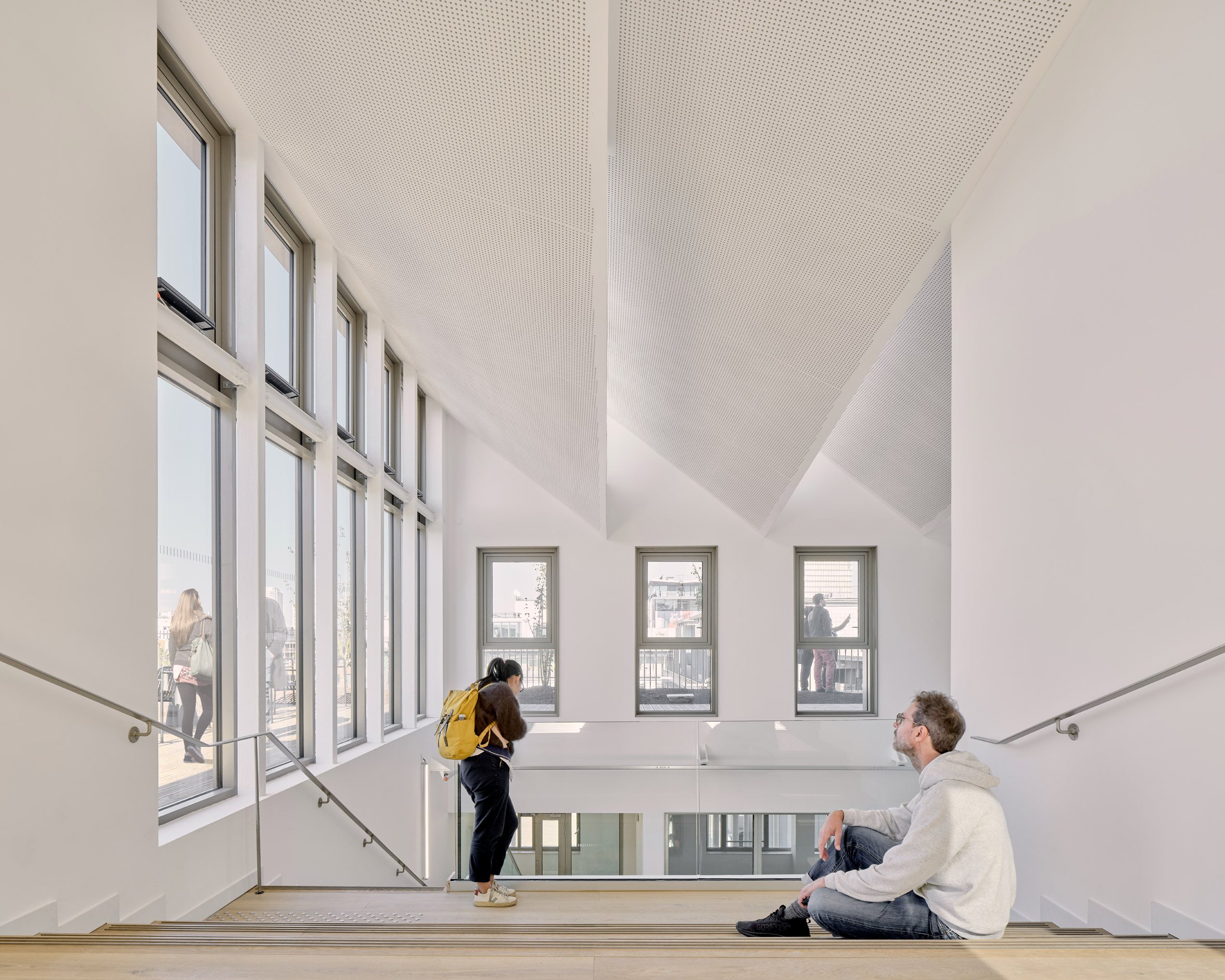 Angled skylights in University of Chicago building in Paris