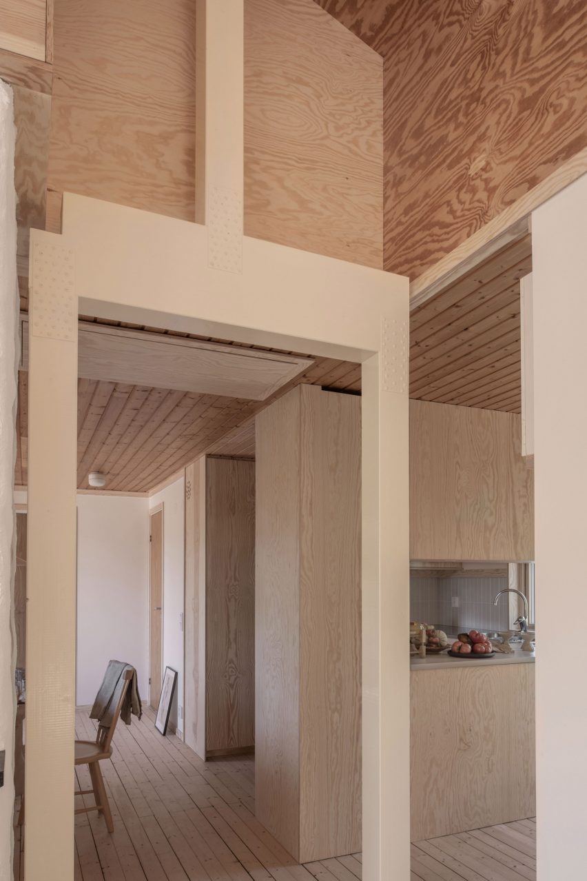 Ridge beam inside Swedish home