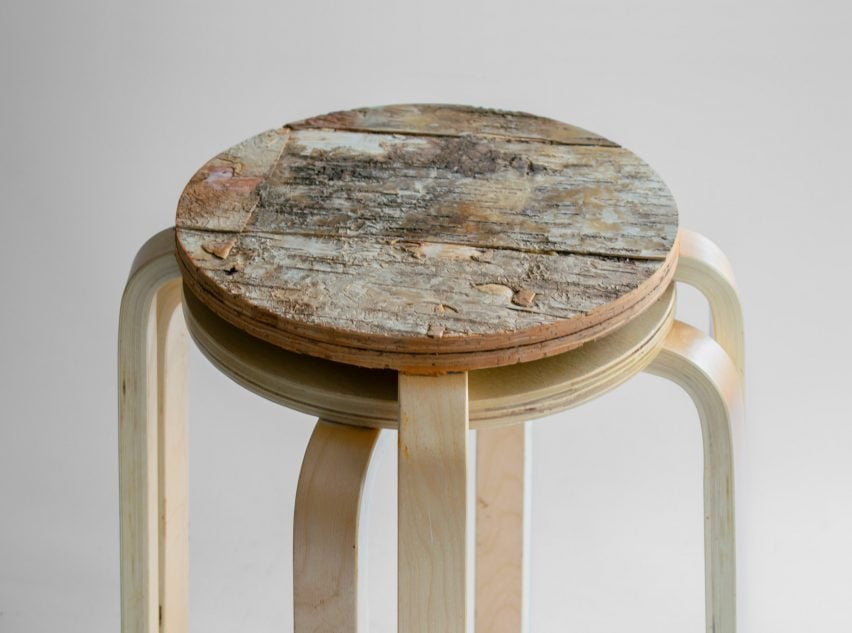 Stools made using ply created by Material Culture