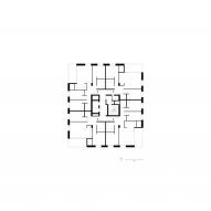 10th to 13th floor plan of the mixed-use high-rise at Lyon Confluence by David Chipperfield Architects