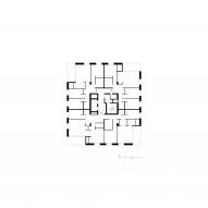 14th and 15th floor plan of the mixed-use high-rise at Lyon Confluence by David Chipperfield Architects