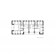 Fifth floor plan of the social housing building at Lyon Confluence by David Chipperfield Architects