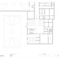 Basement plan of school in Au by Bernardo Bader Architekten