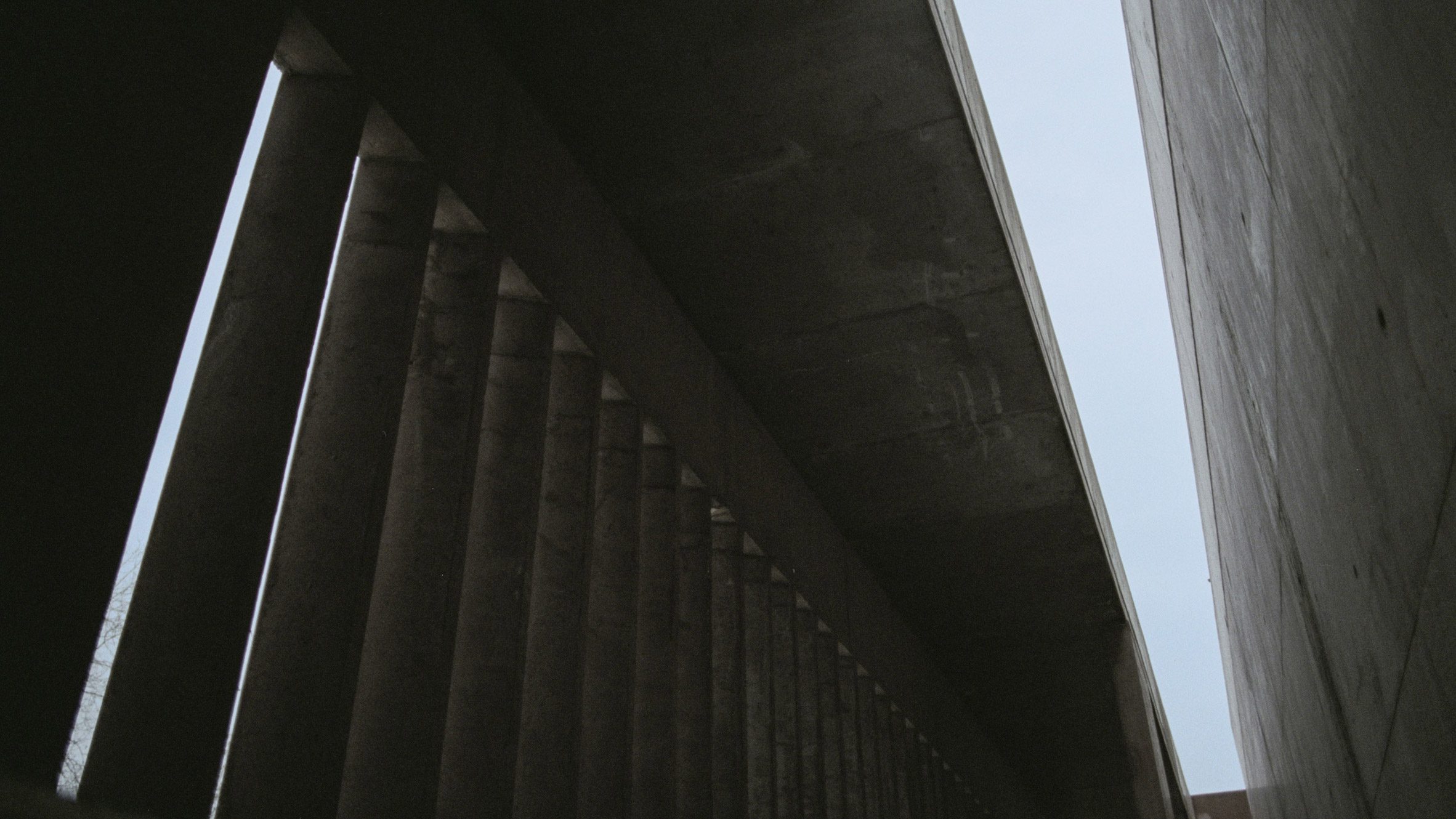 Brutalist building with pillars