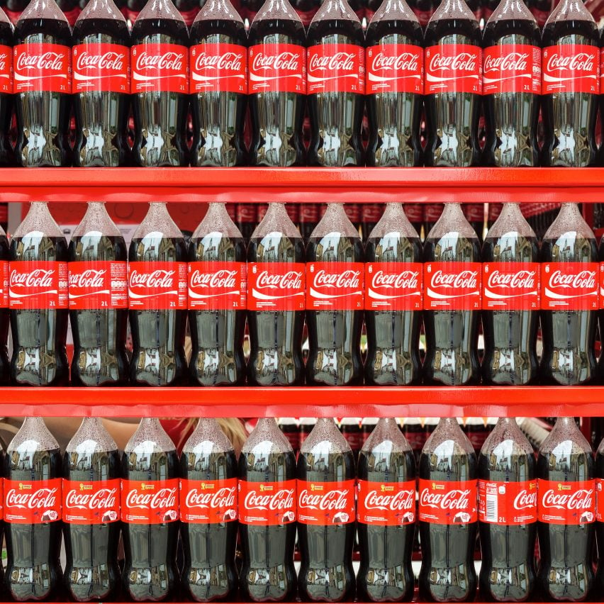 Coca-Cola bottles in a row