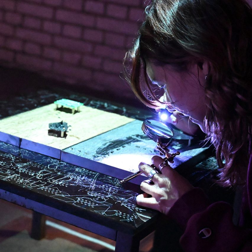 a student working