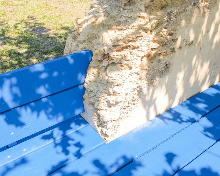 Large blue picnic table