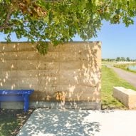 Large blue picnic table