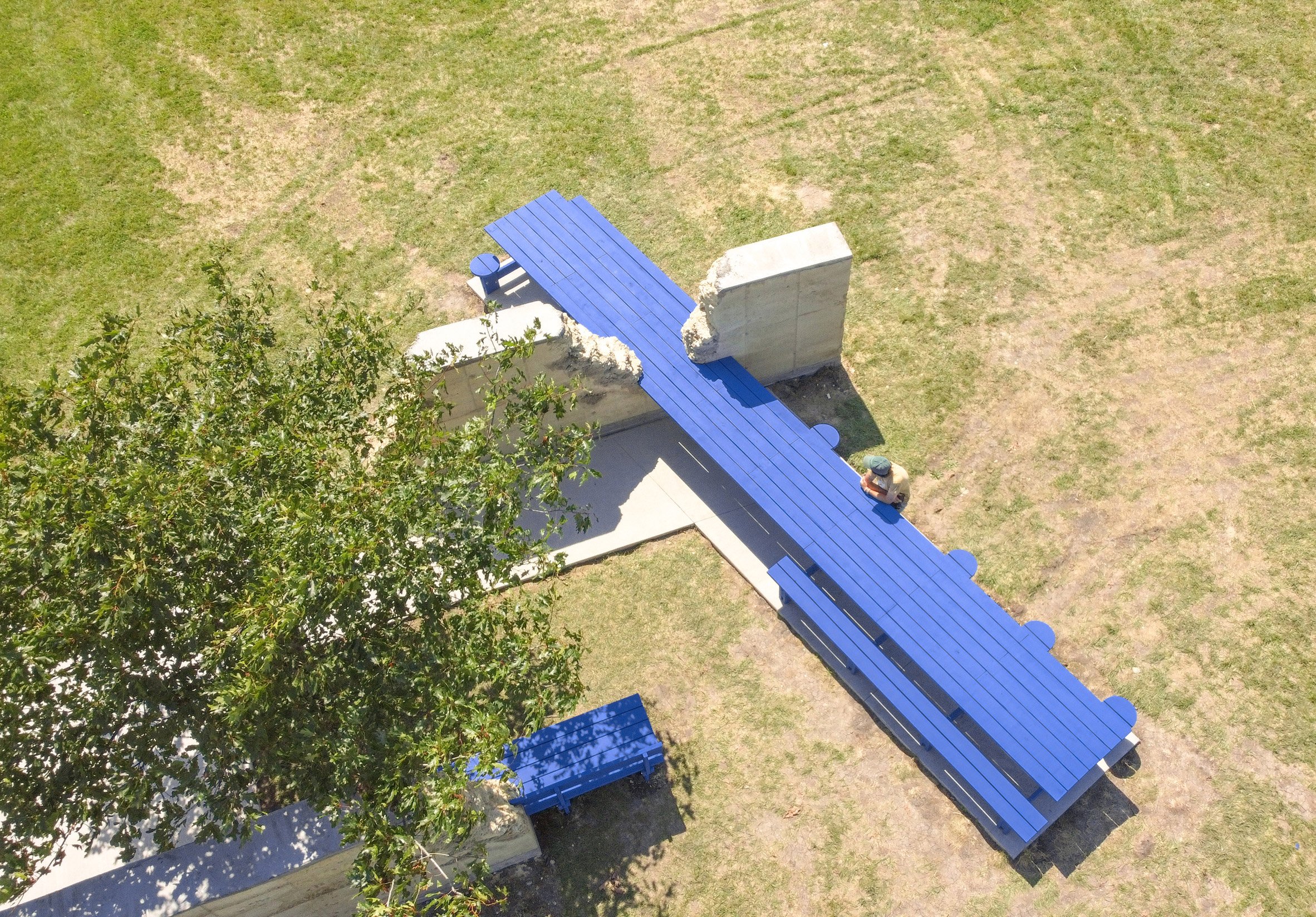 Large blue picnic table