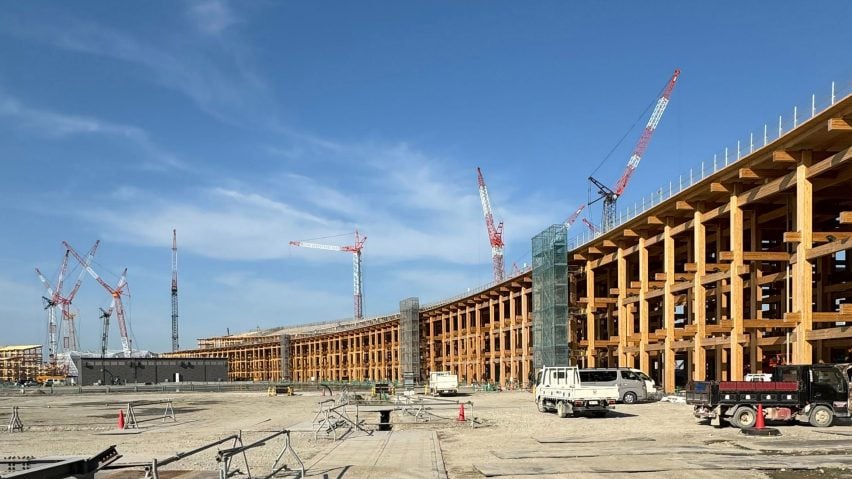 The Grand Ring construction for Expo 2025 Osaka by Sou Fujimoto Architects