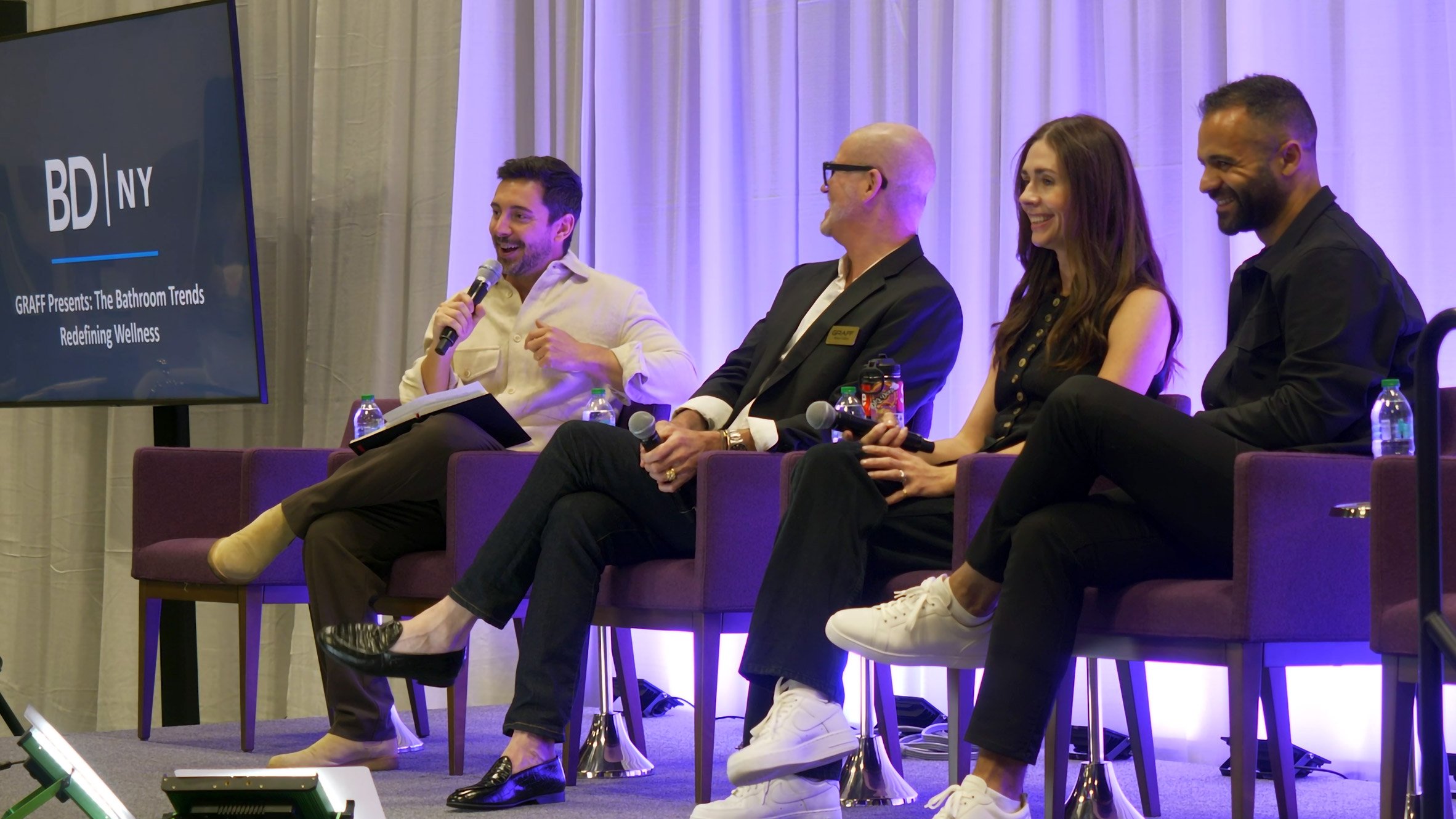 Photo of Dan Howarth speaking on the Graff x Dezeen panel at BDNY in 2024